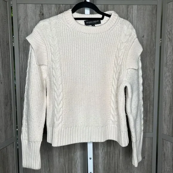 Behida Dolic Millinery Sweater Women Small Italian Wool Oversized Cable Knit